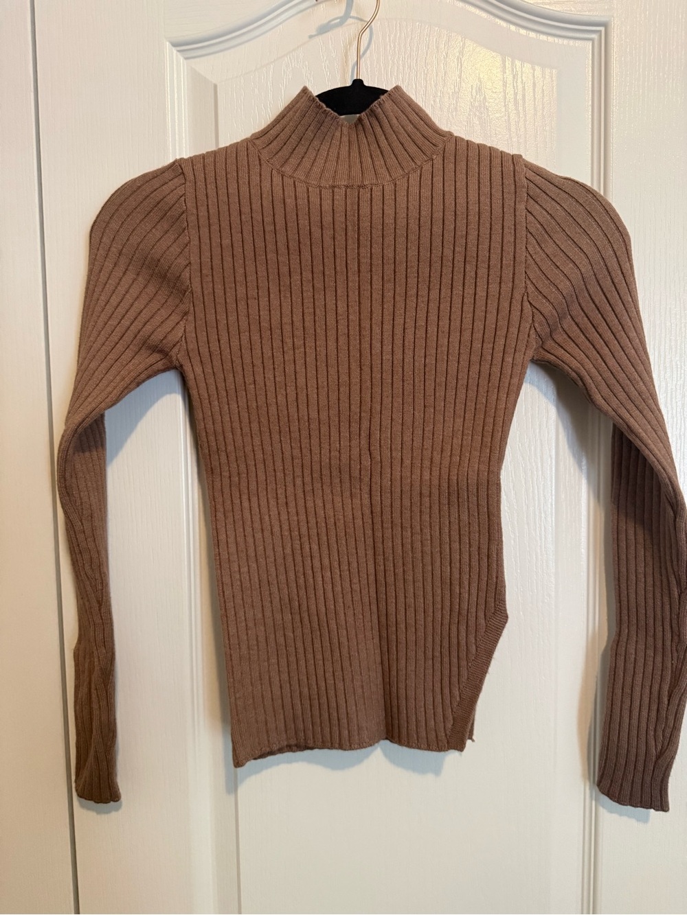 Heartloom Brown Ribbed Mock Neck Sweater
